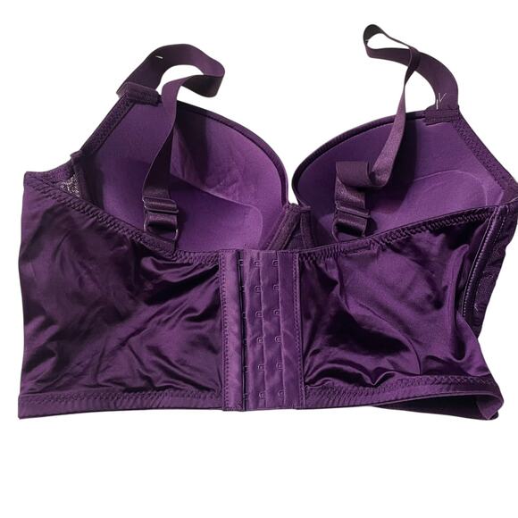 Bebe Womens Bra Size 34C Push Up Longline Bra Rhinstone Adjustable Straps Purple - Picture 5 of 9